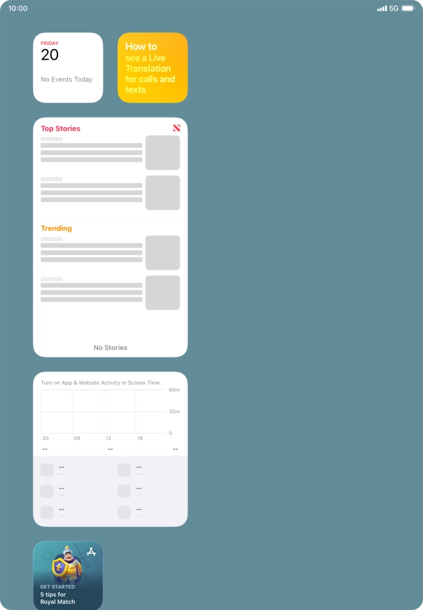 Press and hold the required widget until a pop-up menu is displayed. Press and hold the required widget until a pop-up menu is displayed.