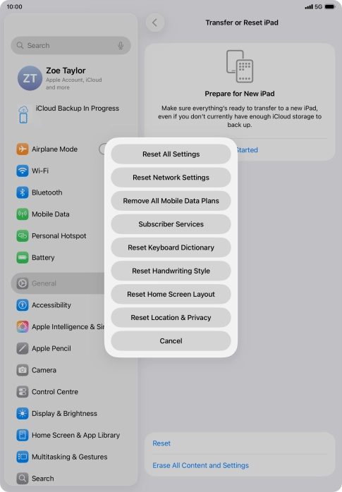 Press Reset All Settings.