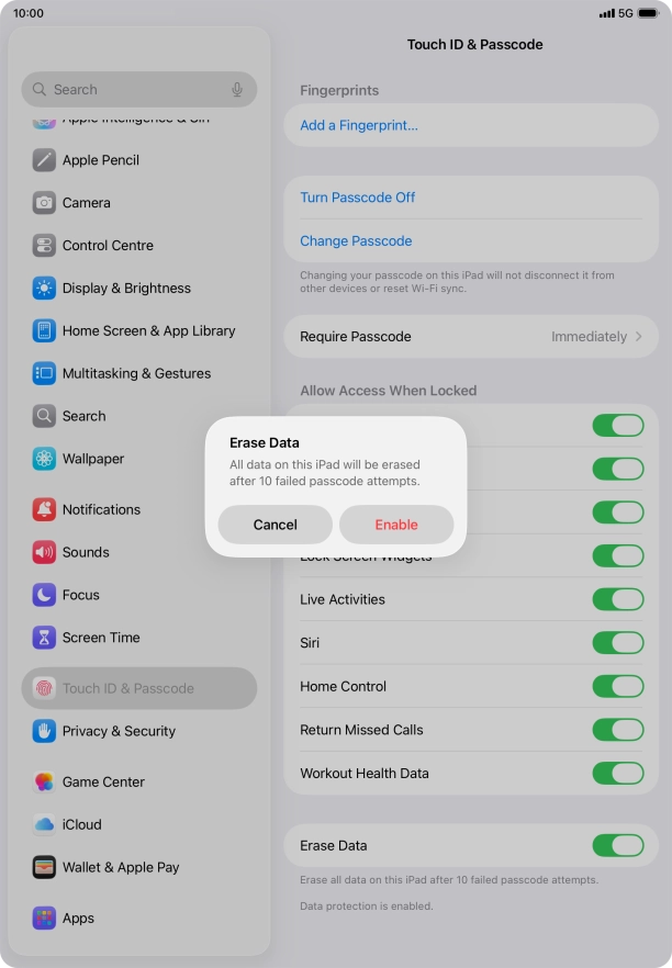 If you turn on the function, press Enable.