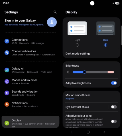 Press Dark mode settings.