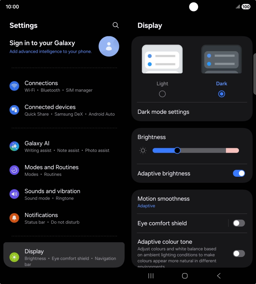 Press Dark mode settings.