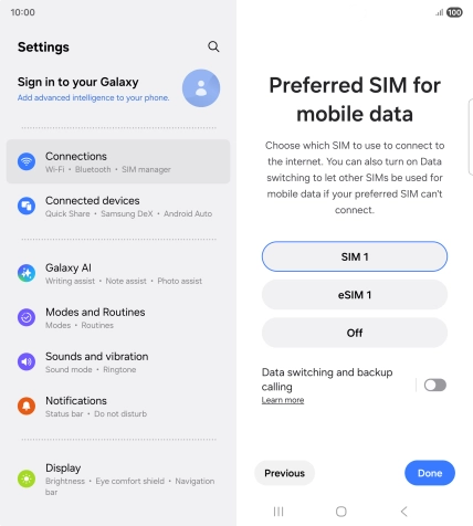 Press the required settings.