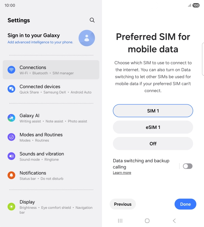 Press the required settings.