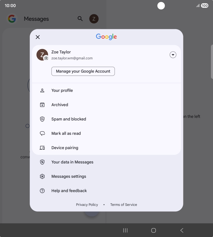 Press Messages settings.
