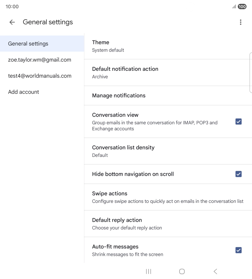Press the required email account.