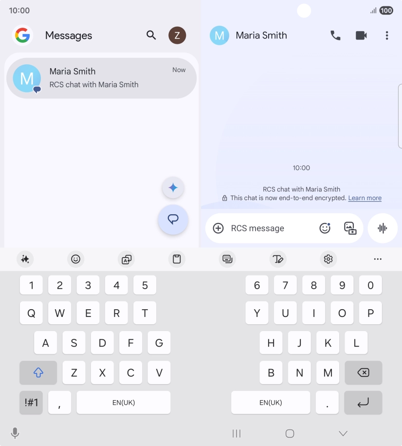 Select an existing conversation or create a new message and press the AI icon.