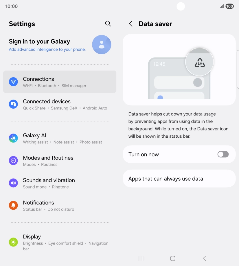 Press the indicator next to 