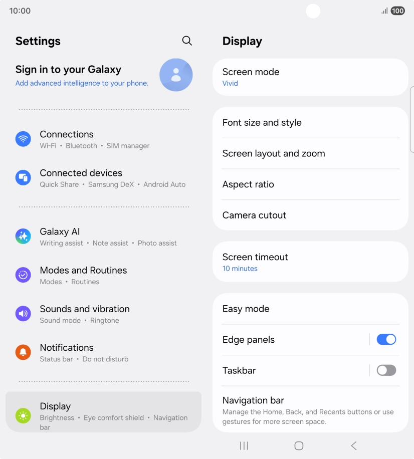 Press Screen timeout.