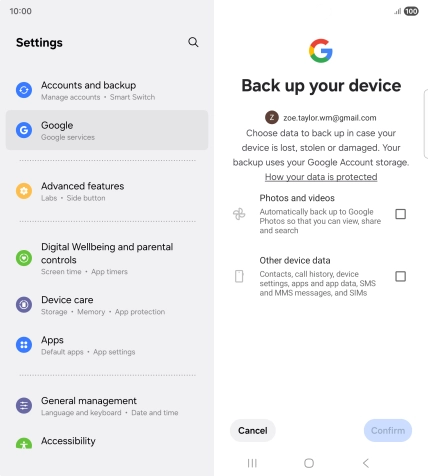 Press the fields next to the required data types to select them.