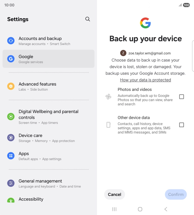Press the fields next to the required data types to select them.