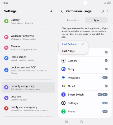 Press the required setting.