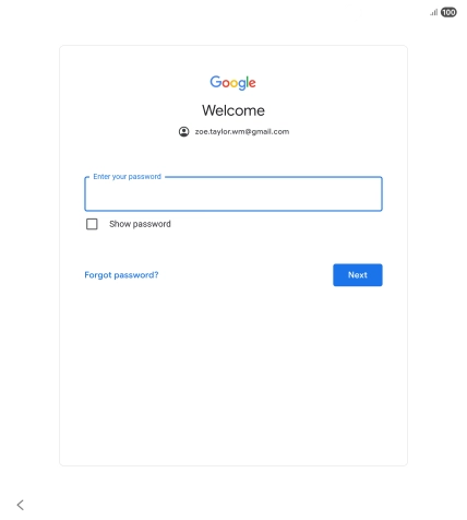 Press Enter your password and key in the password for your Google account.