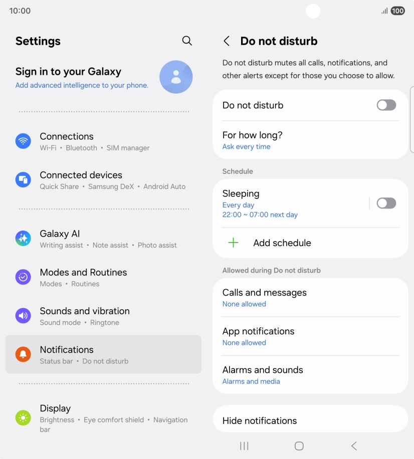 Press the indicator next to 