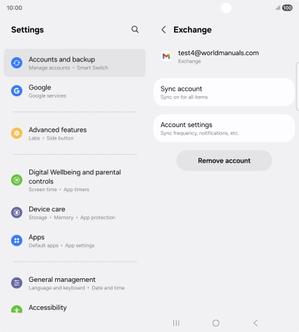 Press Remove account.