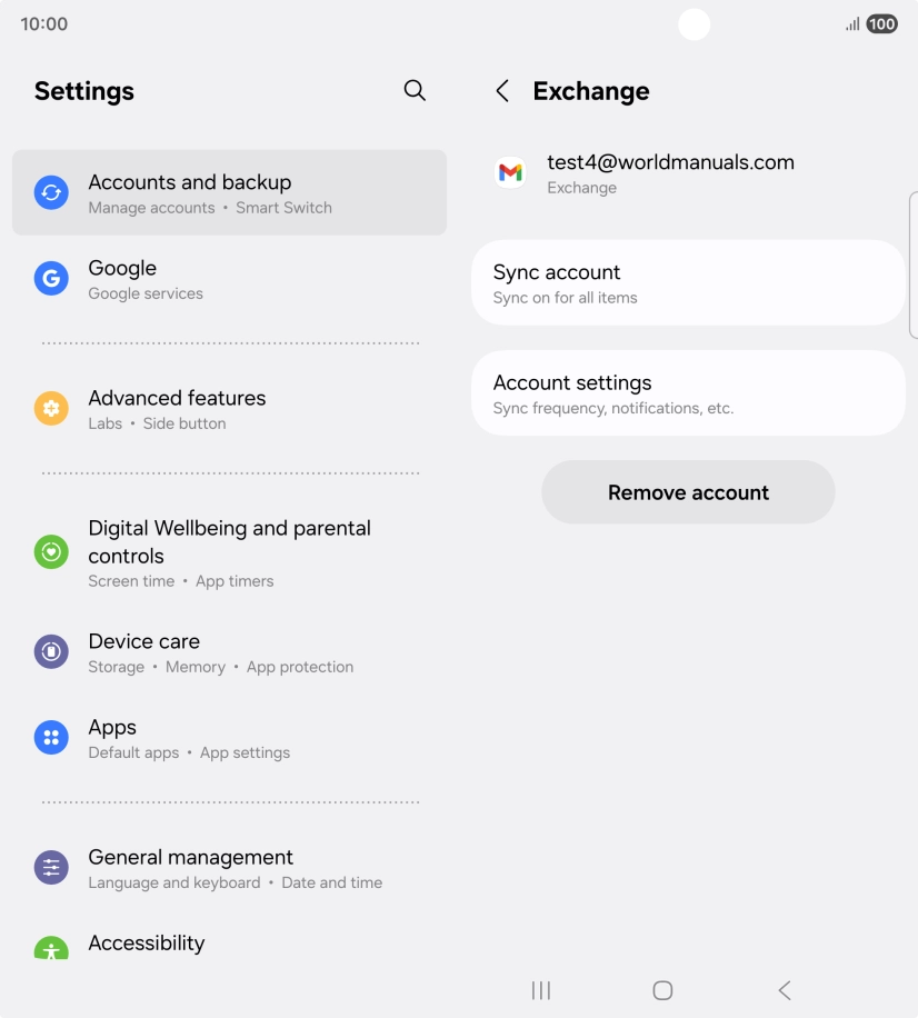 Press Remove account.