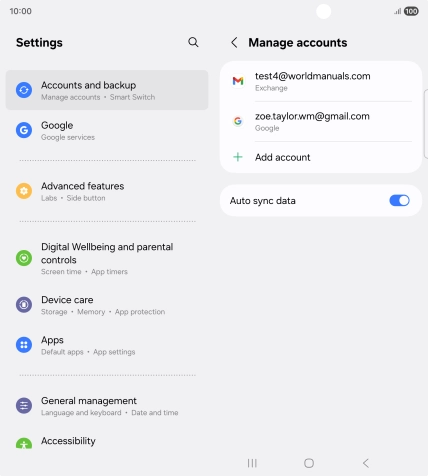 Press the required email account.