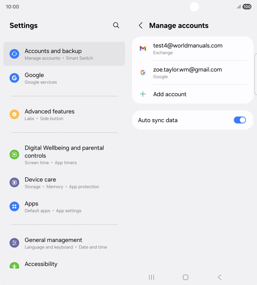 Press the required email account.