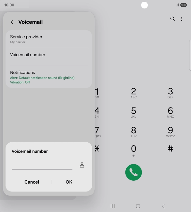 Key in +447836121121 and press OK.