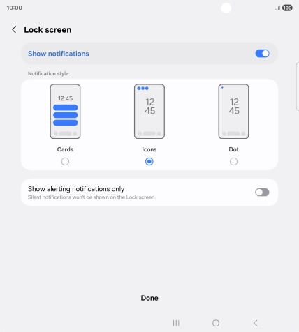 Press the required settings to turn them on or off.