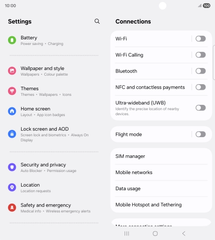 Press Security and privacy.