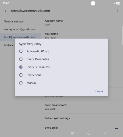 Press the required setting.