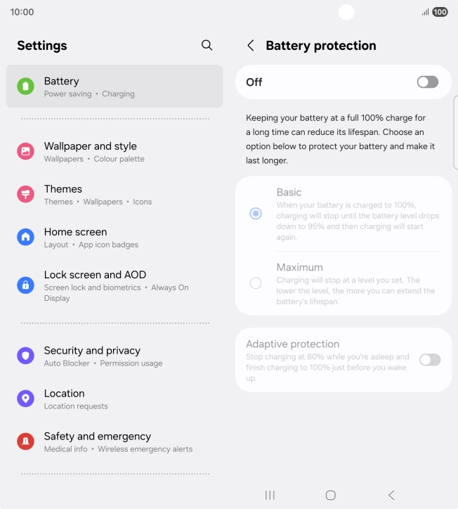 Press the indicator to turn the function on or off.