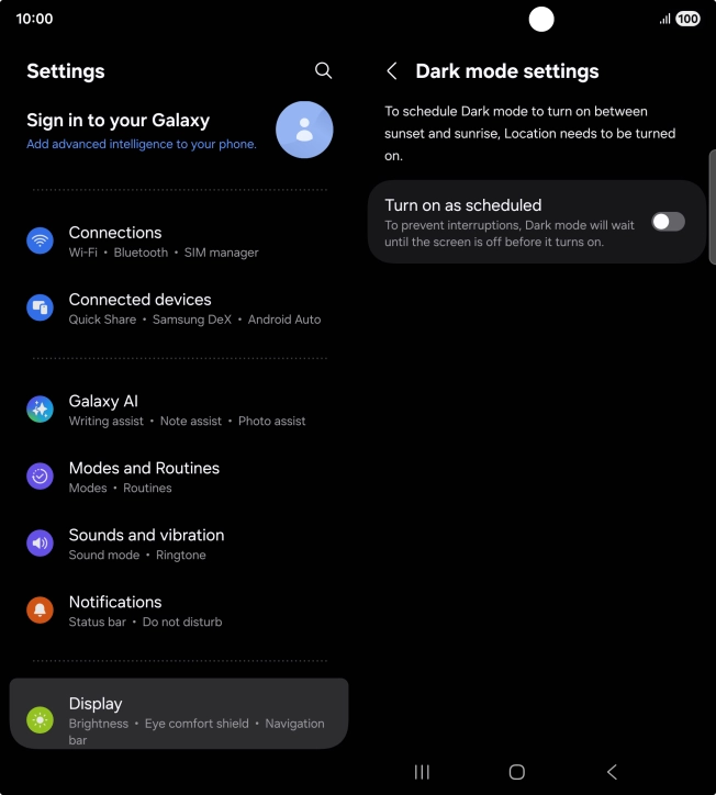 Press the indicator next to 
