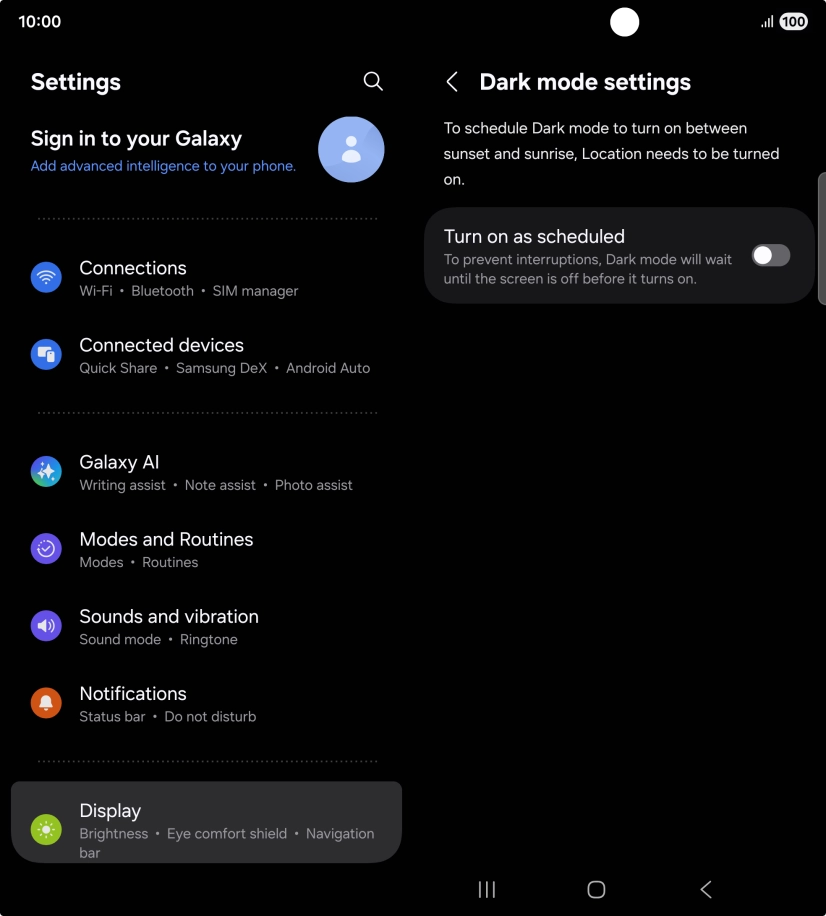 Press the indicator next to 