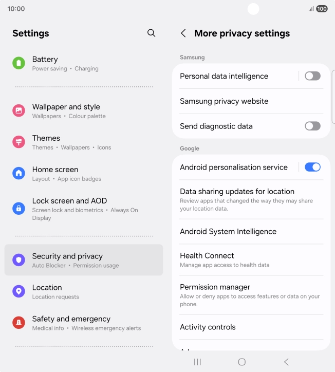 Press Permission manager.