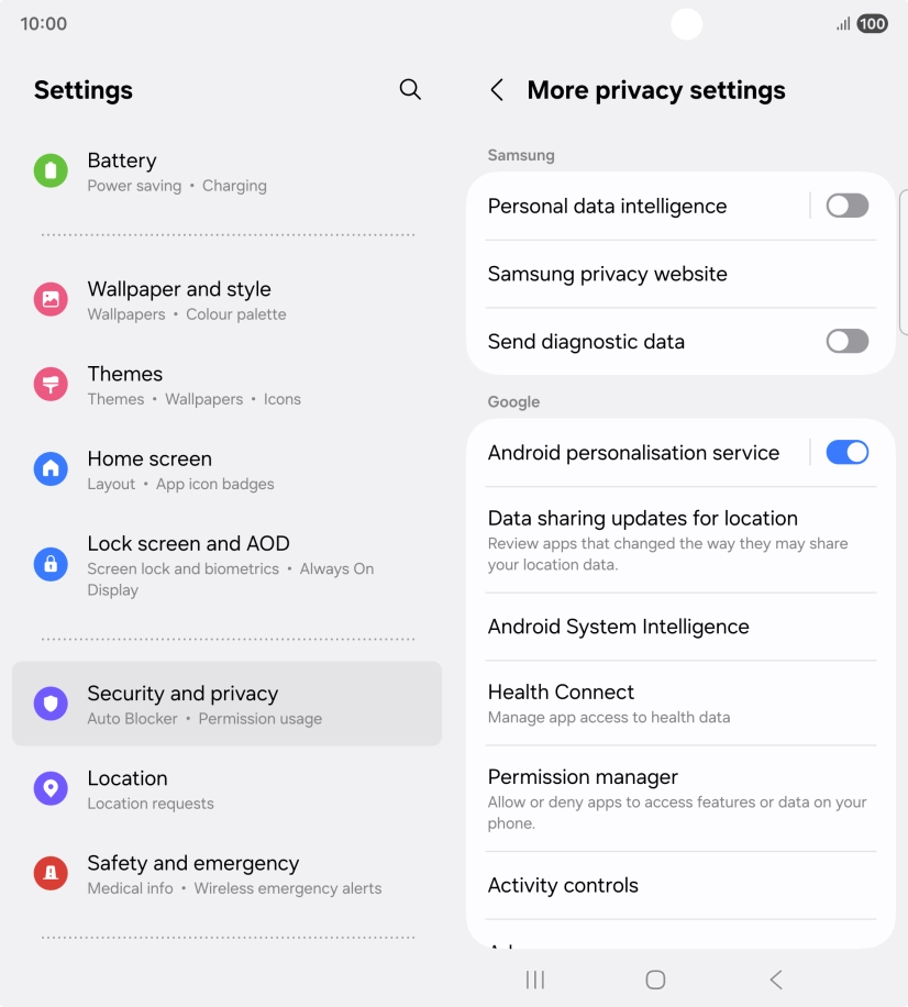 Press Permission manager.