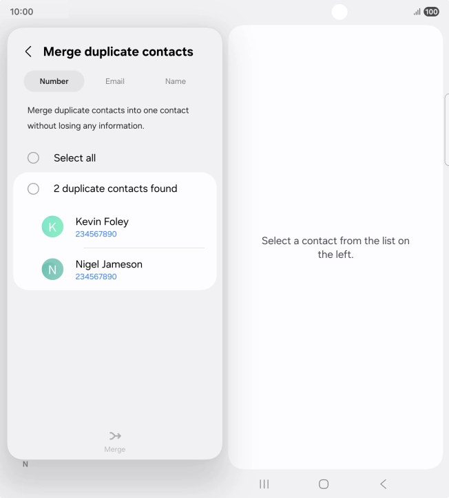 Press the field next to the required number.