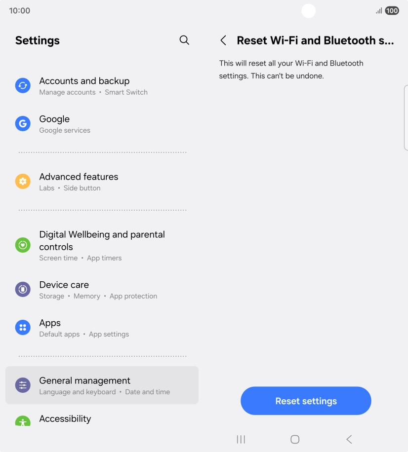 Press Reset settings.
