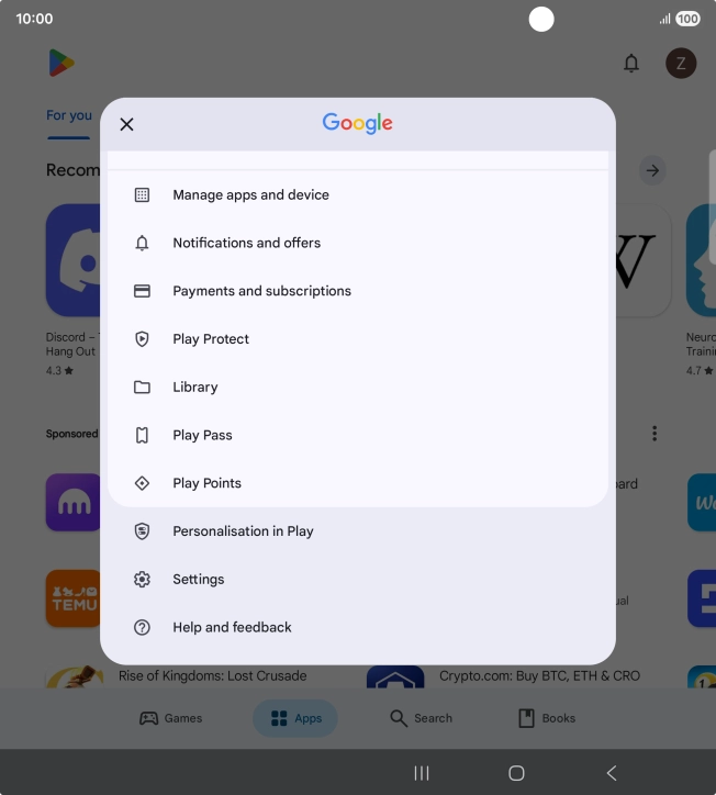 Press Manage apps and device.