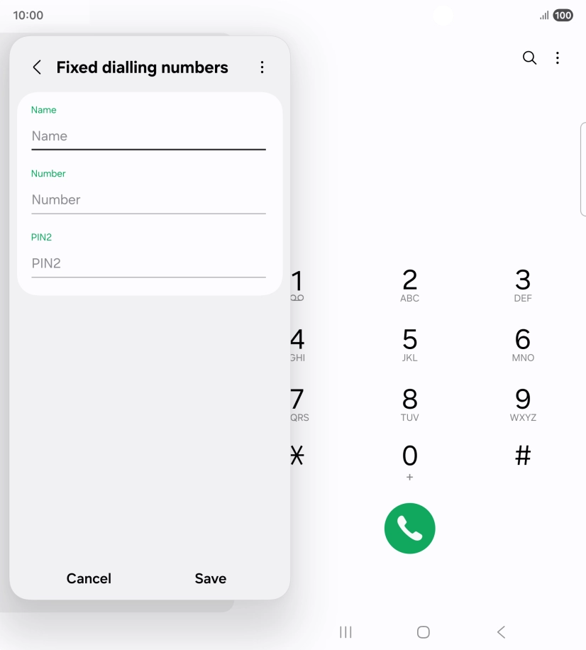 Press Name and key in the required name.