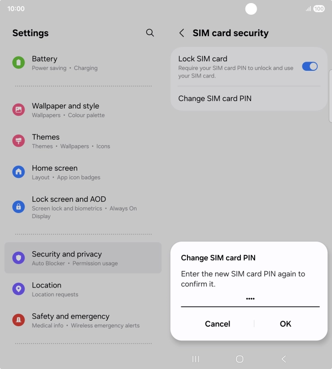 Key in the new PIN again and press OK.