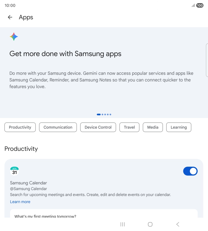 Press the indicator next to the required extension to turn on the function.