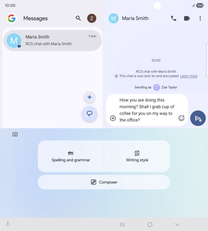 To check your text for grammatical and spelling errors, press Spelling and grammar and follow the instructions on the screen to use the function.