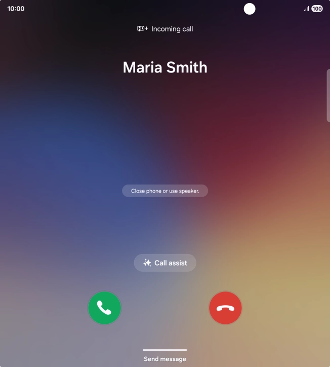 Press and drag the accept call icon right.
