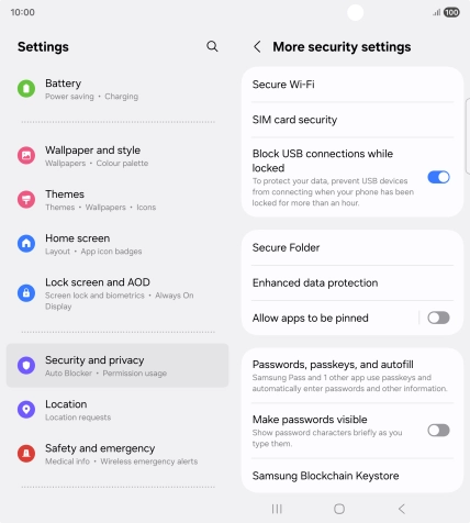 Press SIM card security.