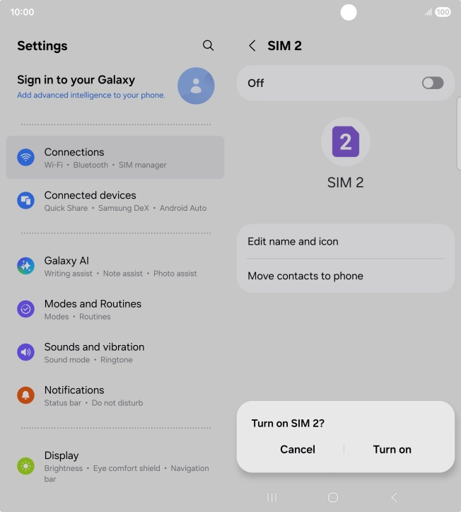 If you turn on use of the price plan, press Turn on.