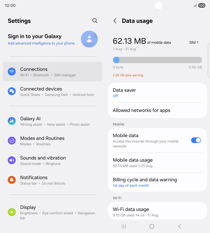The total data usage is displayed.