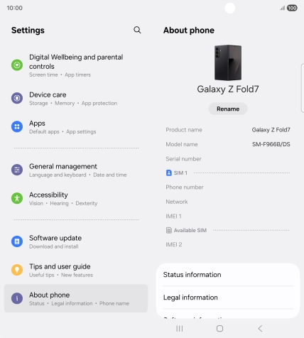 Press Status information.