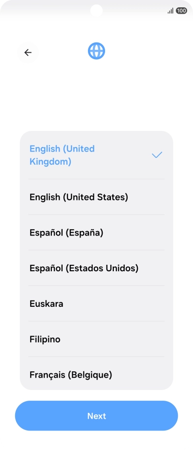 Press the required language. Press the required language.