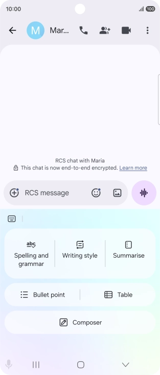 To generate a text, press Composer and follow the instructions on the screen to use the function.