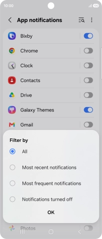 Press the required setting. Press the required setting.