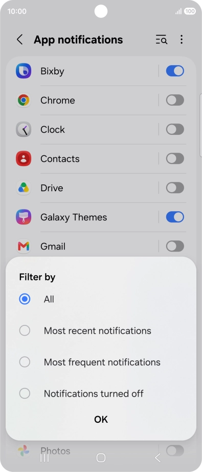 Press the required setting. Press the required setting.