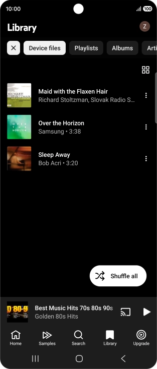 Press the required audio file.