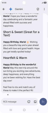 The text suggestion from Gemini is displayed.