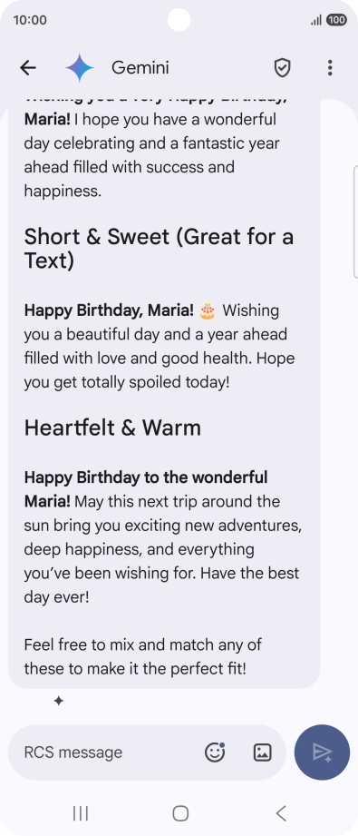 The text suggestion from Gemini is displayed.
