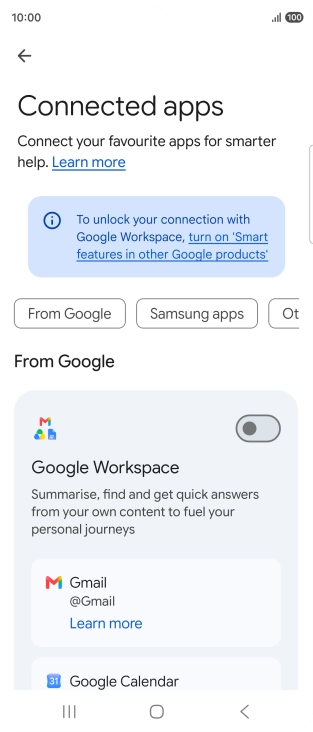 Press the indicator next to the required extension to turn on the function.